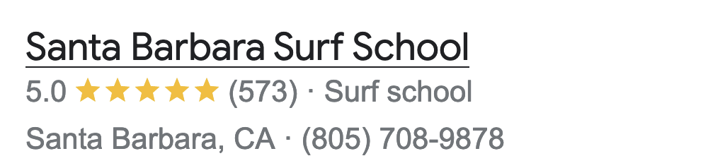 reviews of santa barbara surf school on google